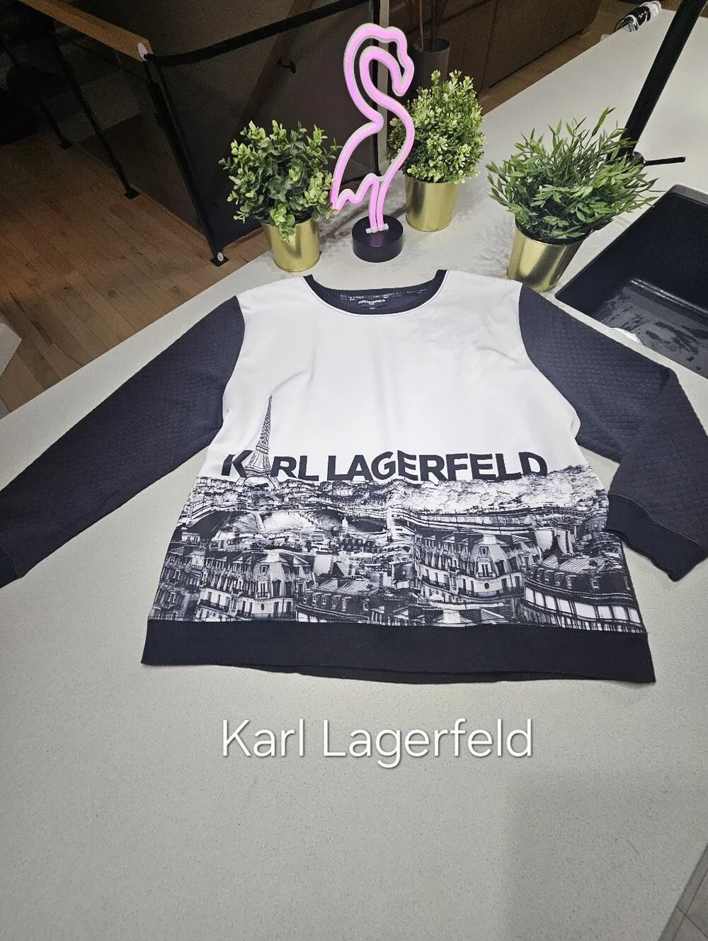 KARL LAGERFELD Sweat Élégant Avec Graphique De Paris Skyline - Picture 2 of 7